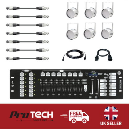 6X LED Par 64 Complete Stage Lighting Kit