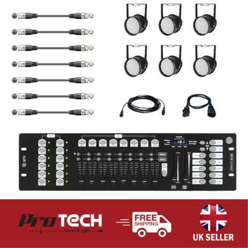 6X LED Par 64 Complete Stage Lighting Kit