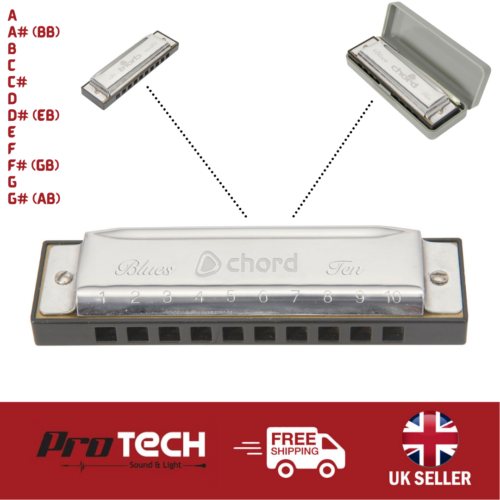 Professional 10 Hole Diatonic Harmonica Key A, A#, B, C, C#, D, D#, E,