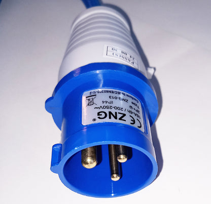 16A 240V Single Phase Extension Cable 20M Blue Arctic 4mm IP44 rated