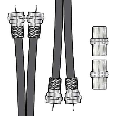 Twin Satellite Moulded F Type Plug to Socket RG6 Extension Cable 5m