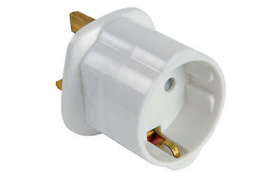 Euro to UK Visitor Adapter Schuko 2 Pin to UK 3 Pin Plug Mains Travel