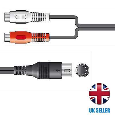 1.2m 5 Pin Male Din to 2 x RCA Phono Sockets Audio Lead Cable Midi Nai