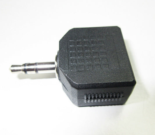 3.5 mm Stereo Plug to 2x 3.5 mm Stereo Sockets Adaptor