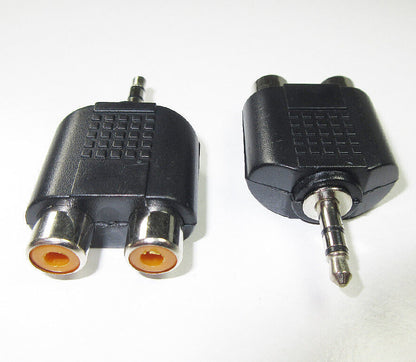 3.5 mm Stereo Plug to 2x RCA Phono Sockets Adaptor