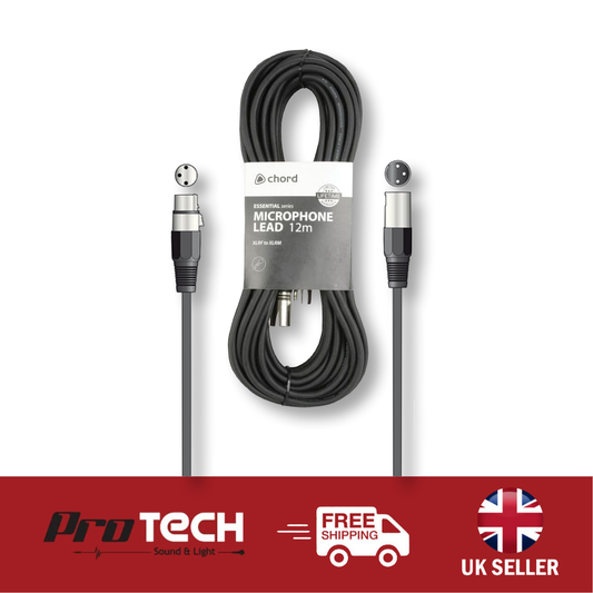 12 Metre XLRM Plug to XLRF Socket Balanced Microphone or Audio Cable L