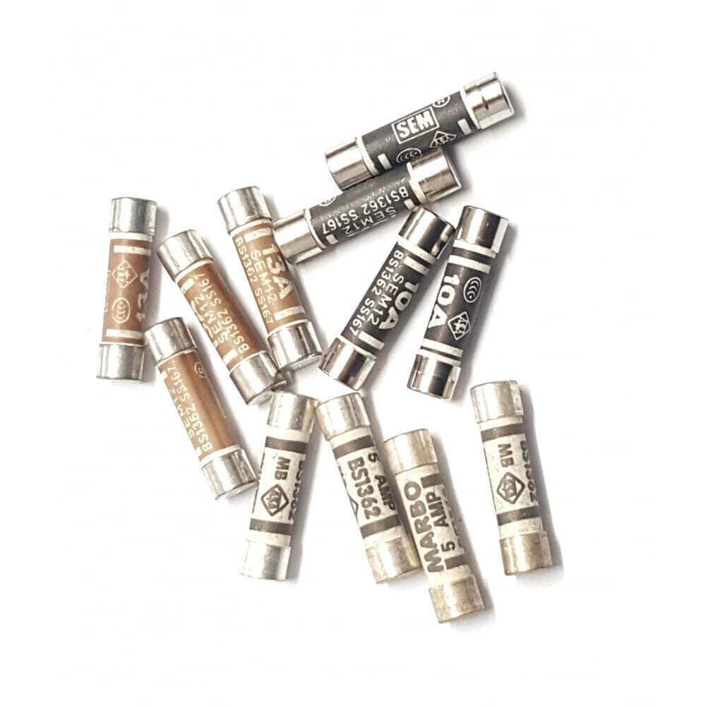 Replacement Household Mains Fuses for Plug Pack of 10 in 3A, 5A, 10A,