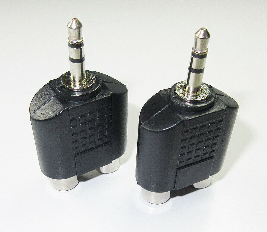 3.5 mm Stereo Plug to 2x RCA Phono Sockets Adaptor