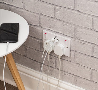 UK Double Socket USB 13A Electric Wall Plug with 2 USB Outlets 2.1A &