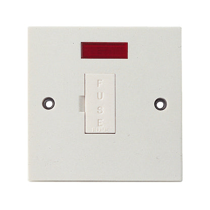 13A Fused Spur White 13 Amp Switched, Un-switched, Neon Indicator and