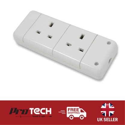 2 Gang Trailing Socket UK 13A Rewireable Socket