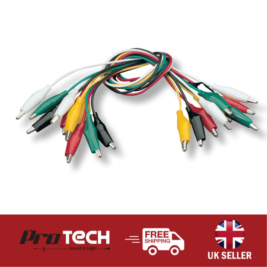 Test Leads Set of 10 Multi Coloured with Crocodile Aligator Clip Both