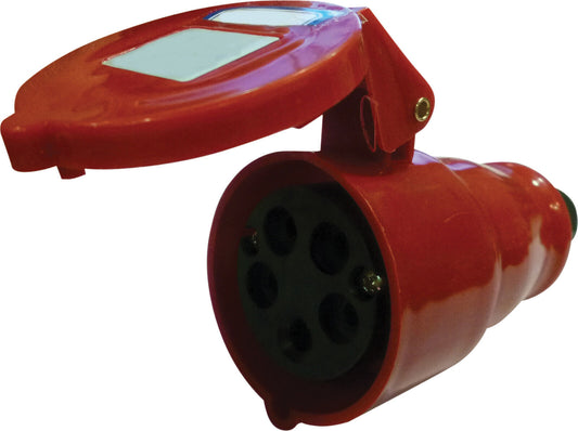 400 V Red 16 A 5 Contact High Current In-line Socket