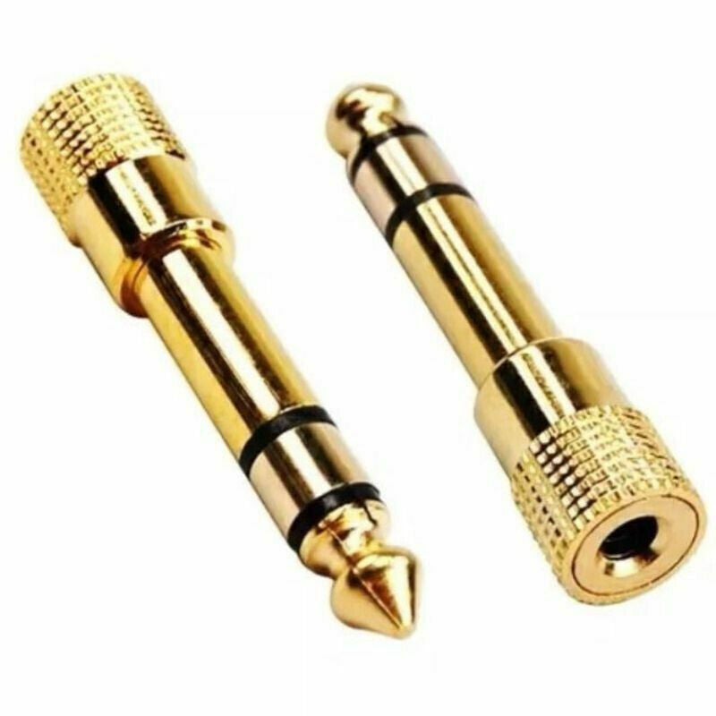 Gold Imitation 6.35 mm Stereo Plug to 3.5 mm Stereo Socket Adaptor