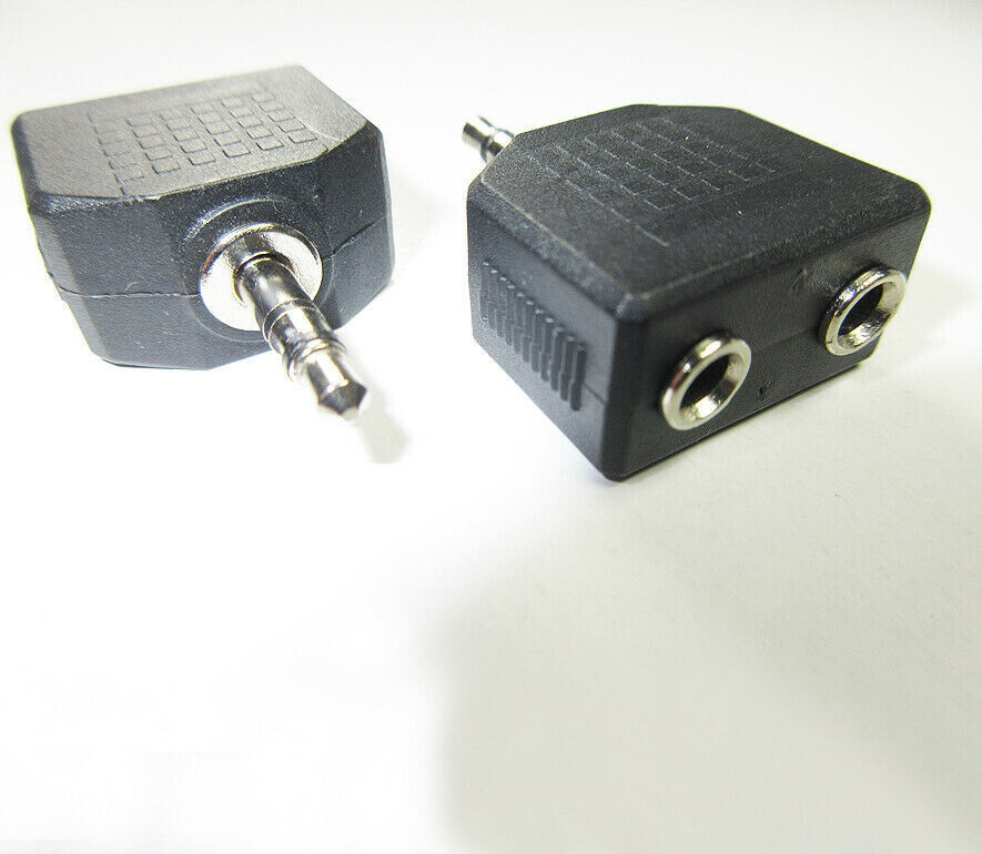 3.5 mm Stereo Plug to 2x 3.5 mm Stereo Sockets Adaptor