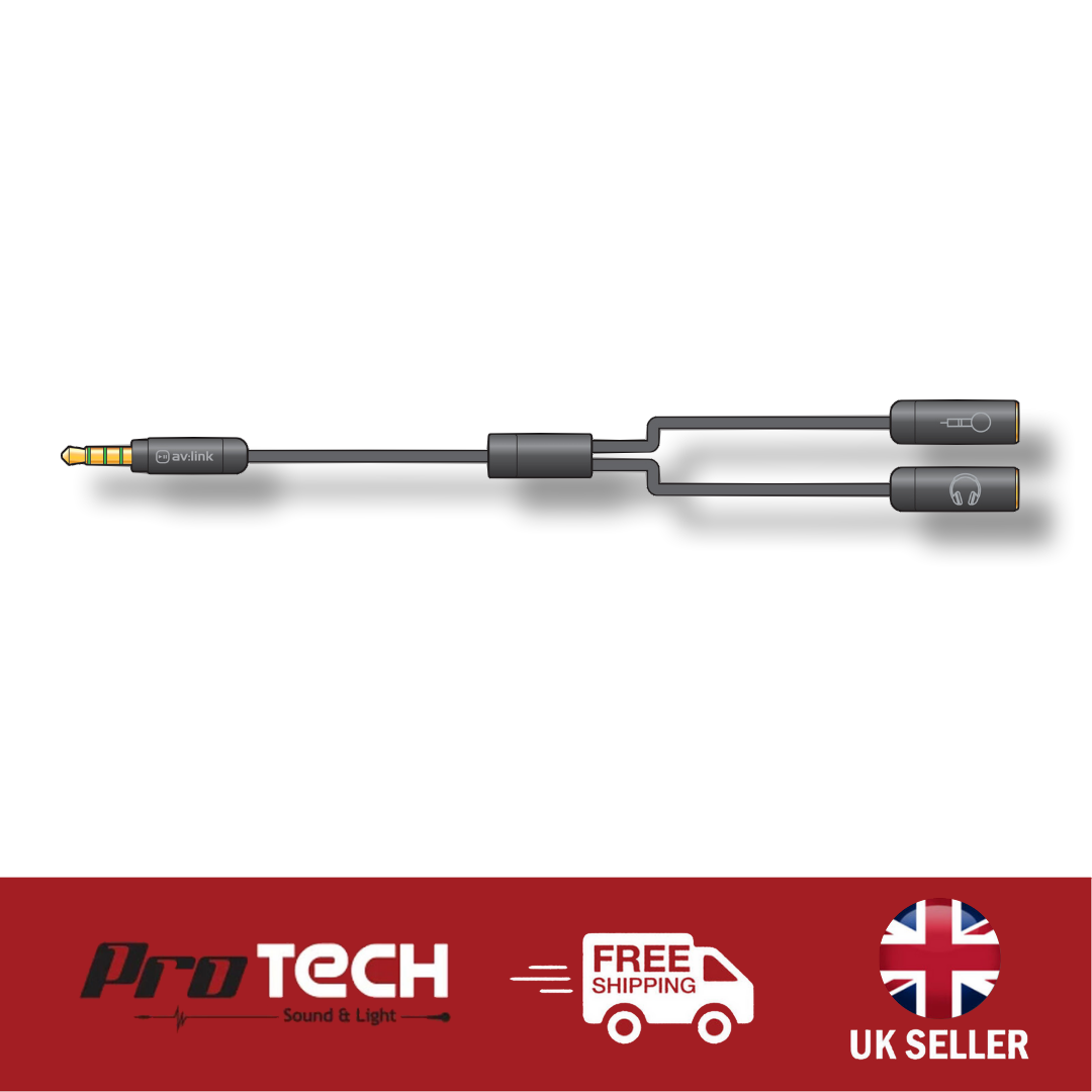 3.5mm Stereo Jack Plug to Female Headphone and Microphone Jack Sockets