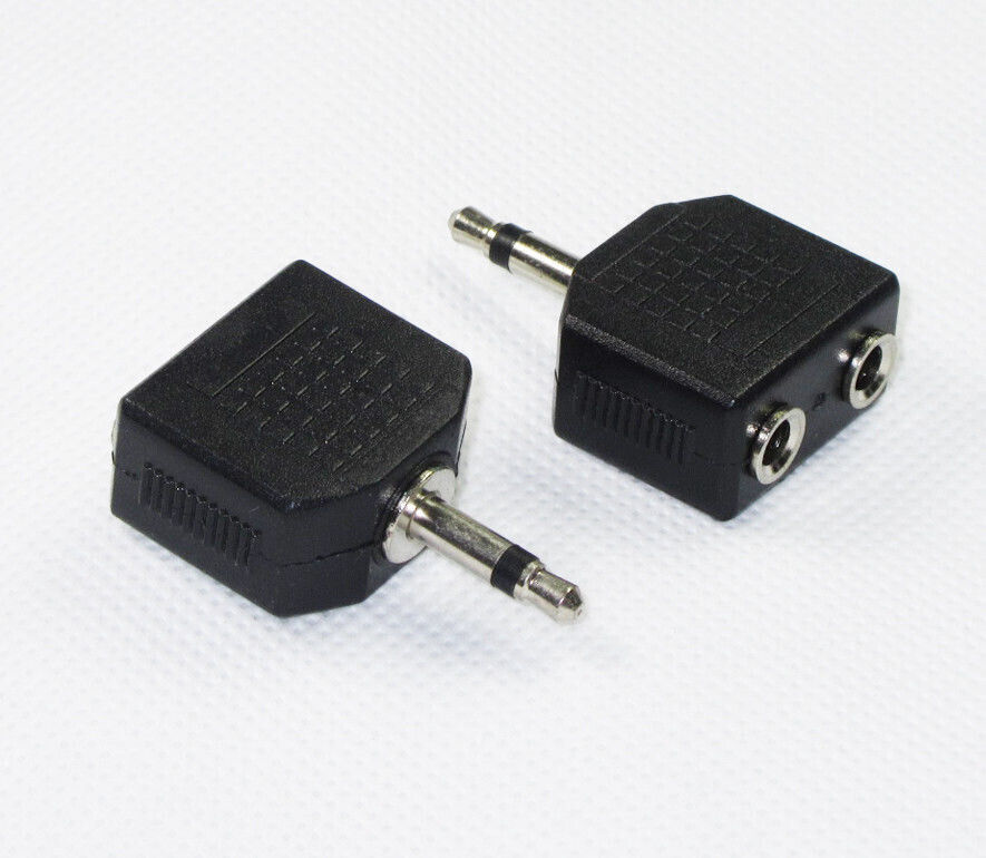 3.5 mm Mono Plug to 2x 3.5 mm Mono Sockets Adaptor