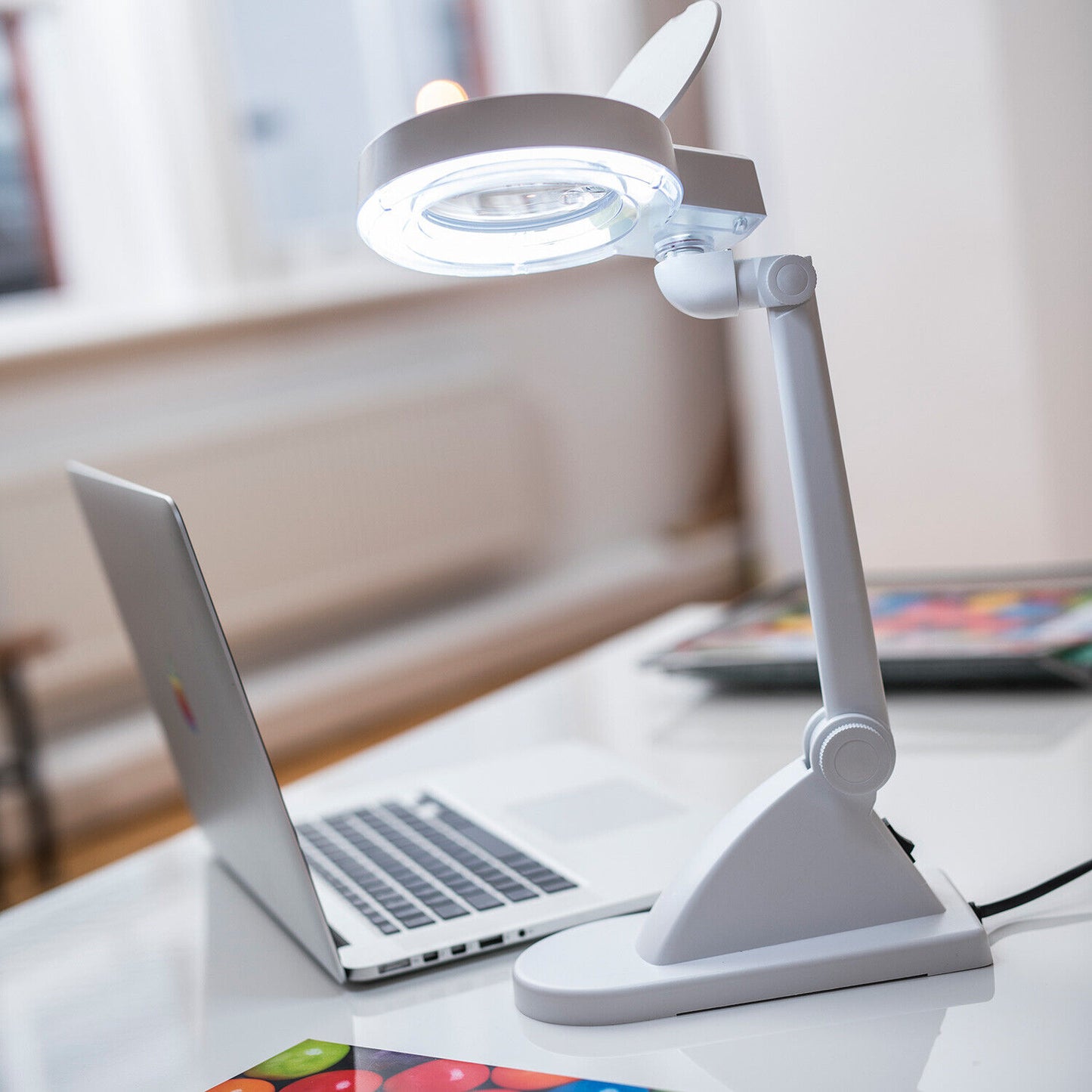 Desk Desktop Table Illuminated Magnifier Magnifying Glass Lamp Light S