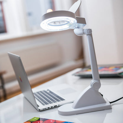 Desk Desktop Table Illuminated Magnifier Magnifying Glass Lamp Light S