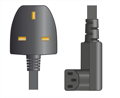 Mains Power Leads UK 10A Plug to Right Angle Female IEC