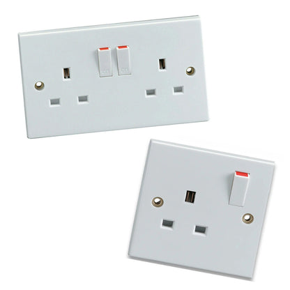 Mains Electrical Socket 1 Gang and 2 Gang