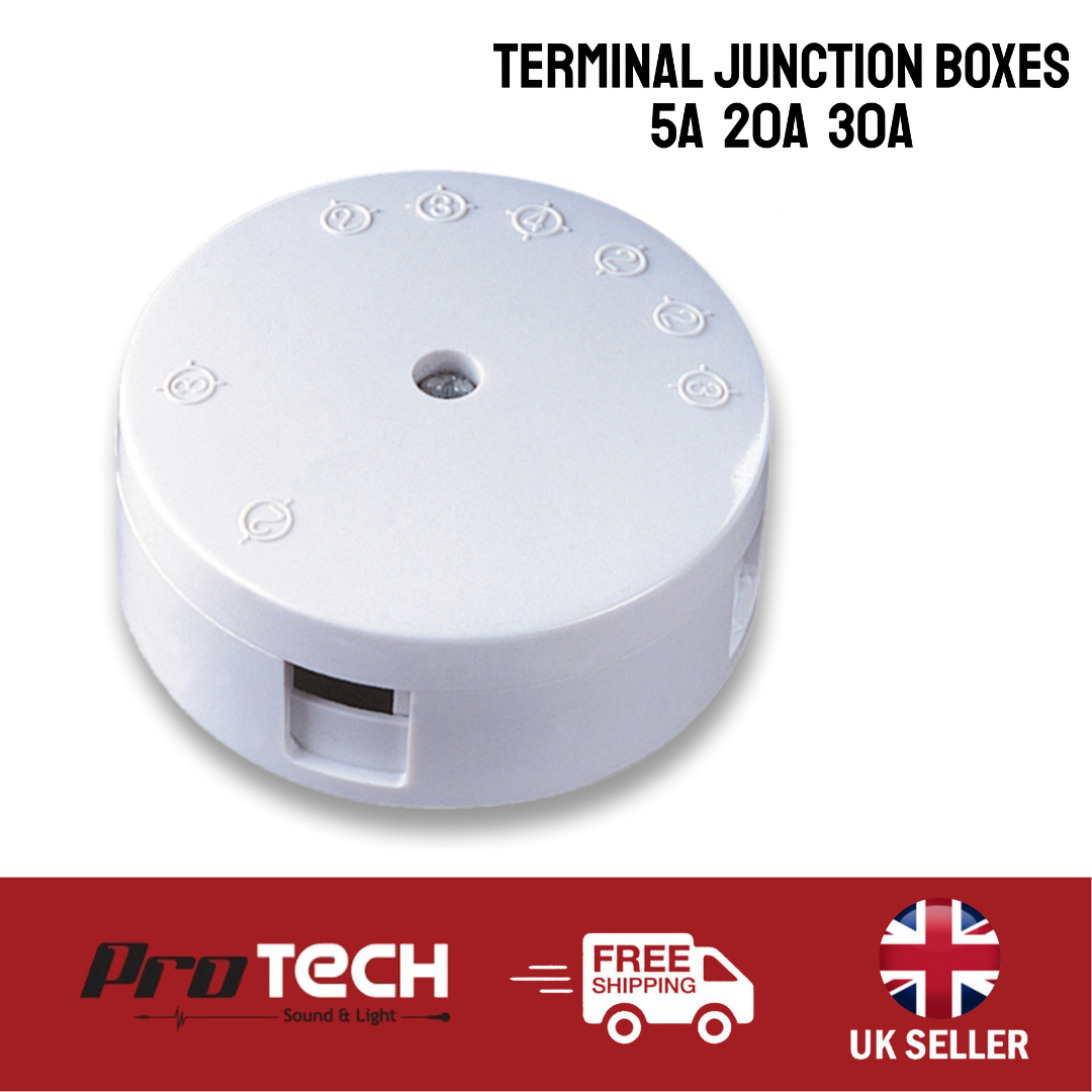 Round Junction Box Connector 5A 20A 4 Terminal 230V or White 5 AMP 20