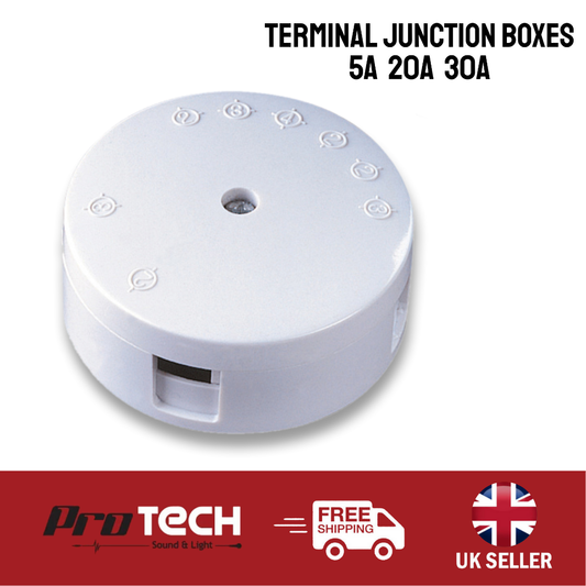 Round Junction Box Connector 5A 20A 4 Terminal 230V or White 5 AMP 20