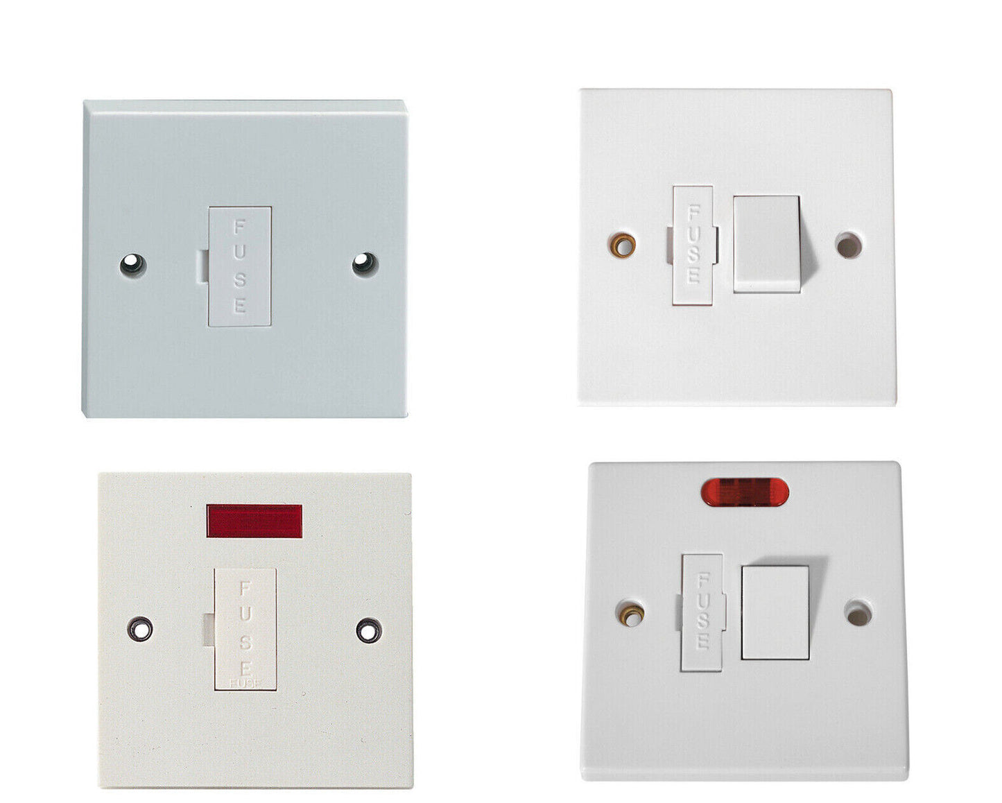 13A Fused Spur White 13 Amp Switched, Un-switched, Neon Indicator and