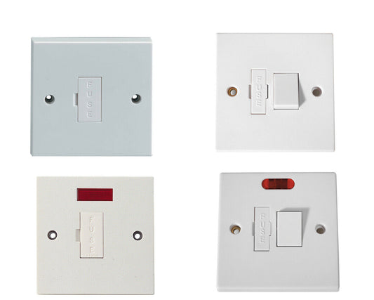 13A Fused Spur White 13 Amp Switched, Un-switched, Neon Indicator and