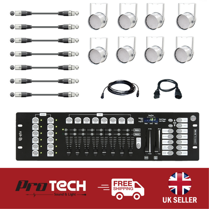 8X LED Par 64 Complete Stage Lighting Kit