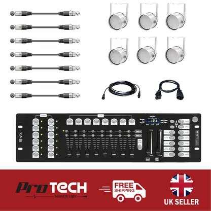 6X LED Par 64 Complete Stage Lighting Kit